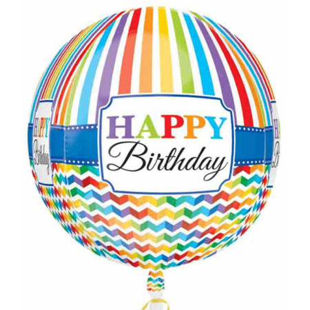 Foil balloon orbz/round Happy birthday 40 cm helium filled