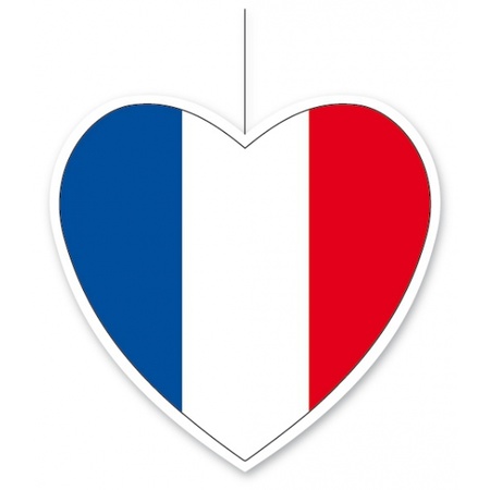 Kartonnen hart met de vlag van Frankrijk 14 cm