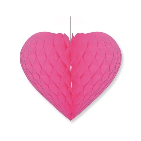 Valentijnsdag decoratie hart fuchsia roze 15 x 18 cm