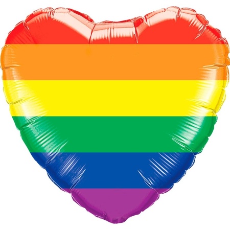 Gay Pride heart foil balloon rainbow colours 45 cm