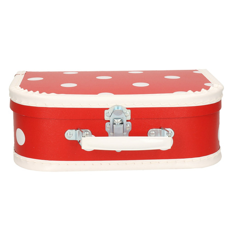 Kinderkoffertje kraamcadeau rood polkadot 25 cm
