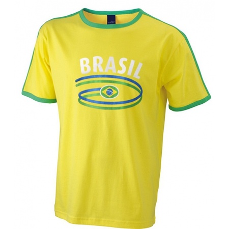 Gele shirts met vlag van Brazilie heren