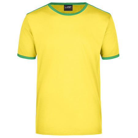 Geel t-shirt met groene contrast