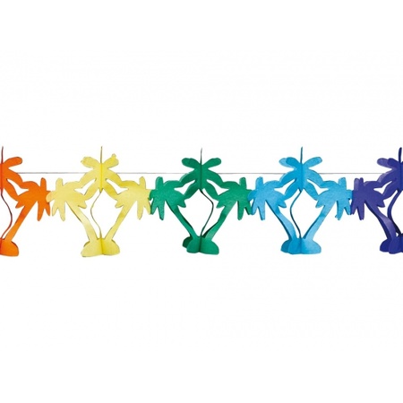 Hawaii thene garland with colored palm trees 4 meters