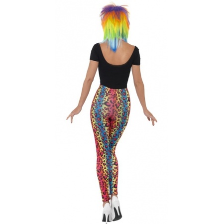 Gekleurde luipaardprint 80s legging verkleed kostuum voor dames