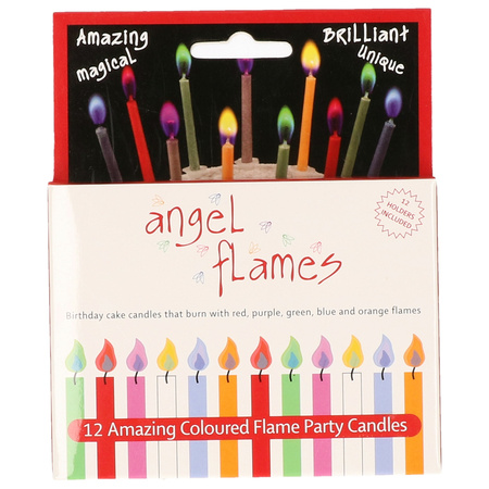 Coloured flame candles 12 pieces