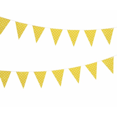 Yellow bunting flags with white dots 4 m
