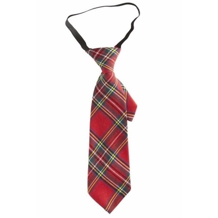 Checked tie red 30 cm for adults