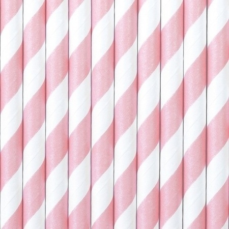 Striped straws light pink and white