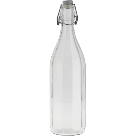 Glass bottle transperent with clip-on cap 1000 ml