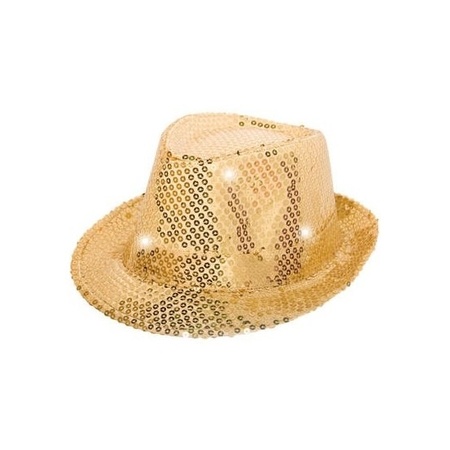 Folat party carnaval verkleed LED hoedje en stropdas goud glitters