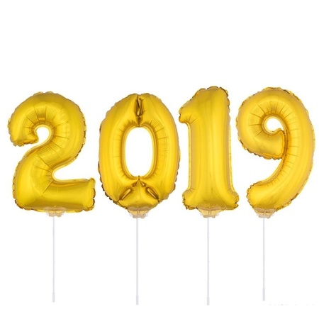 2019 balloons gold