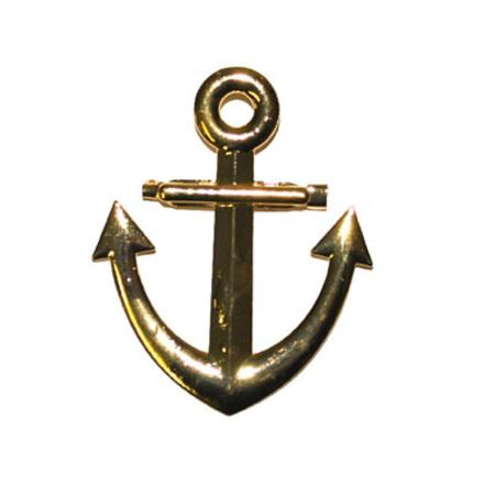 Golden anchor brooch 7 cm