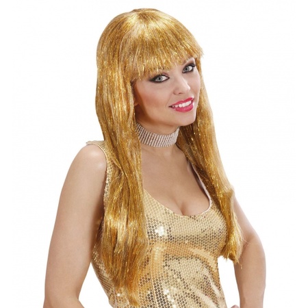 Gold glitter ladies wig