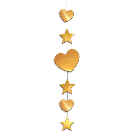 Gold christmas heart decoration 90 cm