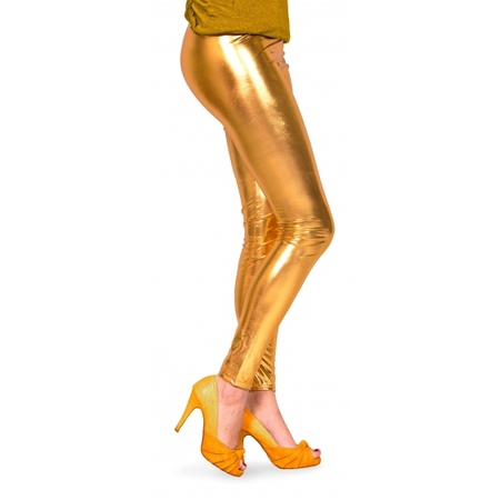 Feestartikelen glimmende gouden dames legging