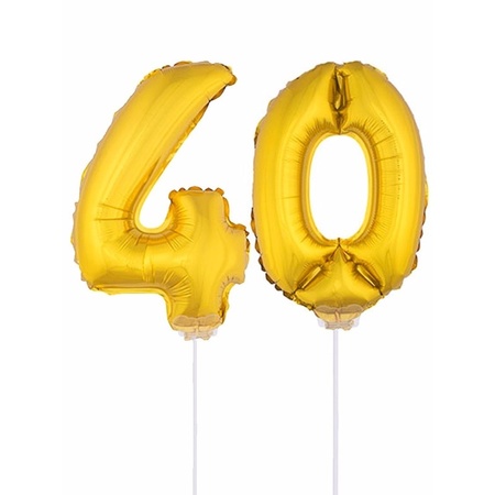 Inflatable gold foil balloon number 40 on stick