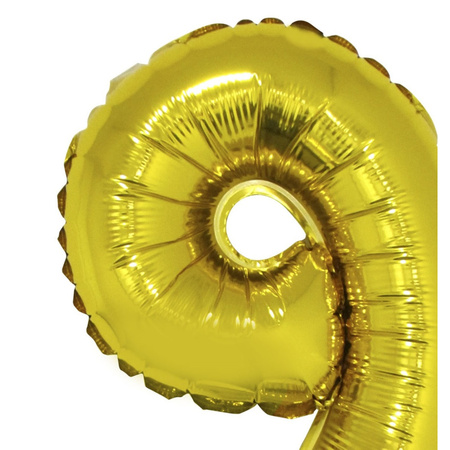 Inflatable gold foil balloon number 19 on stick