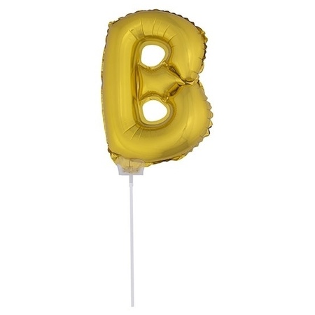 Golden inflatable letter balloon B on a stick