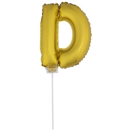 Golden inflatable letter balloon D on a stick