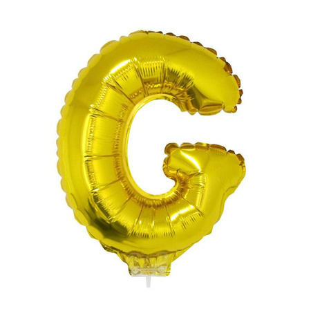 Golden inflatable letter  balloon G on a stick
