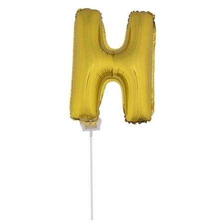 Golden inflatable letter balloon H on a stick