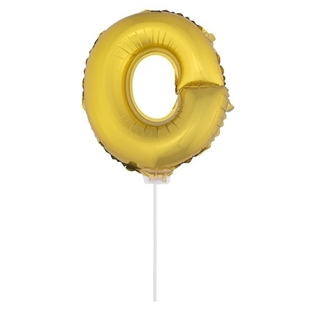 Golden inflatable letter balloon O on a stick