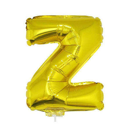 Golden inflatable letter balloon Z on a stick