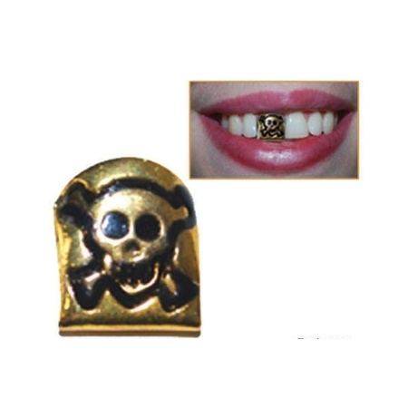 Piraten tand goud met doodshoofd