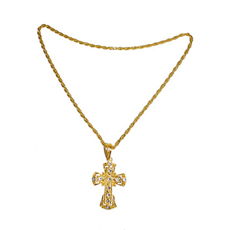 Gold necklace with large cross