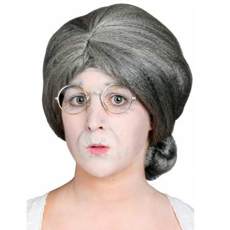 Grey grandma wig deluxe