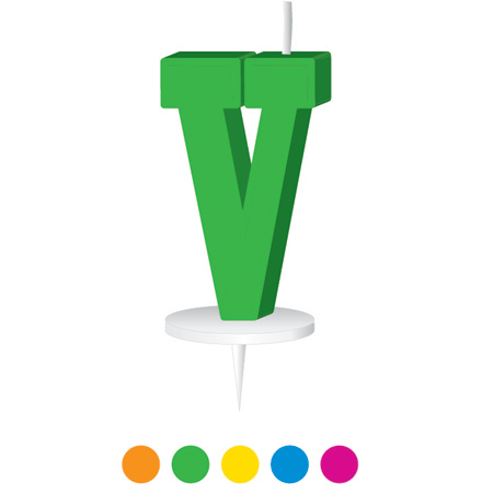 Green letter candle with holder V