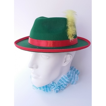 Groen/rood Tiroler hoedje verkleedaccessoire voor volwassenen