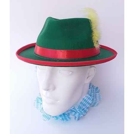Groen/rood Tiroler hoedje verkleedaccessoire voor volwassenen