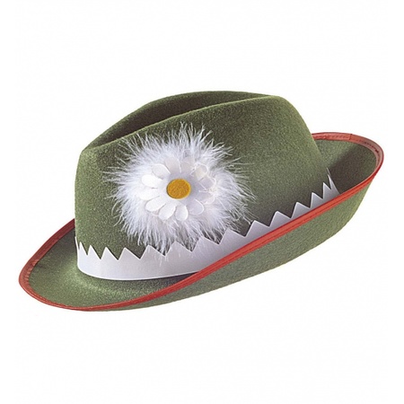 Green/white Tyrolean hat dress up accessory for women