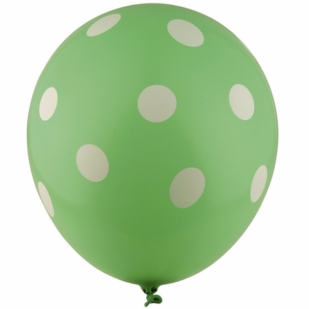 Green balloons with white dots 5pcs