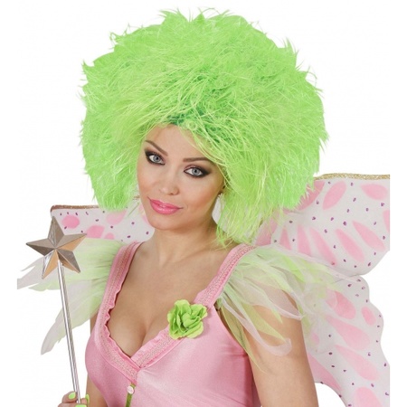 Green fairy wig neon