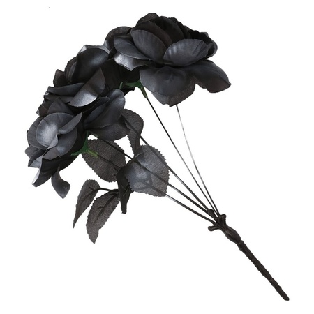 Corpse Halloween bride bouquet black roses