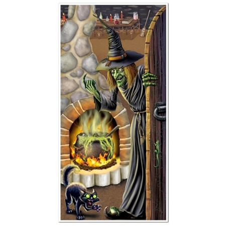 Halloween deurposter heksenketel