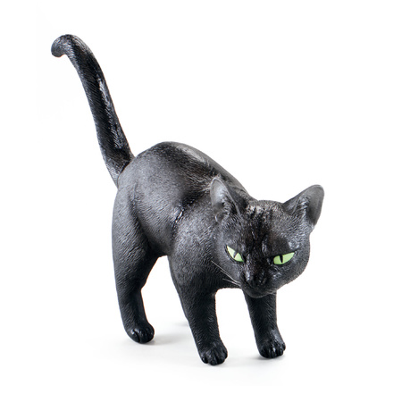Rubber black cat horror decoration 23 cm