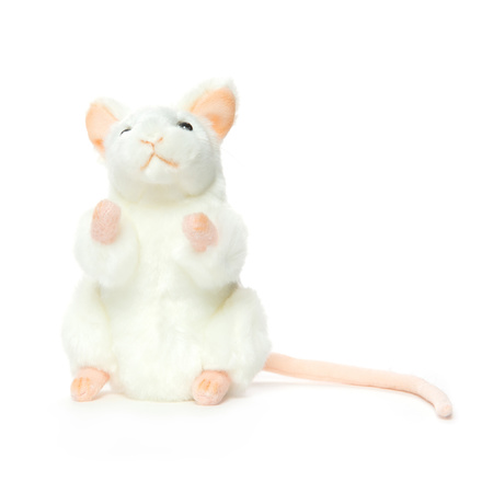 Levensechte Hansa pluche muis knuffel wit 16 cm