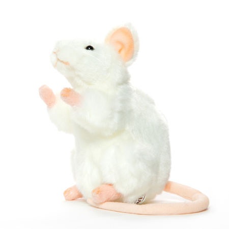 Plush cuddle mouse white 16 cm