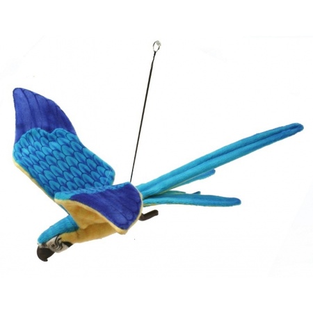Levensechte Hansa pluche vliegende papegaai knuffel blauw 76 cm