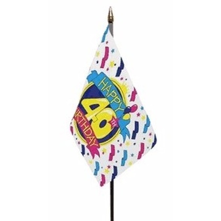 Happy 40th Birthday vlaggetje met stokje