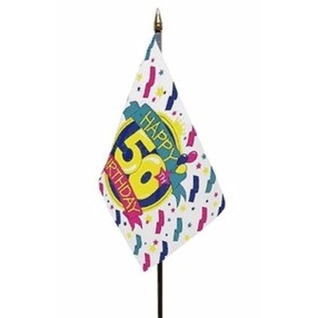 Happy 50th Birthday vlaggetje met stokje