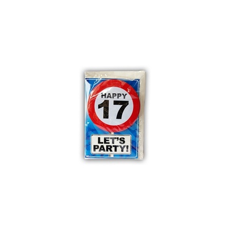Happy Birthday card with button 17 year