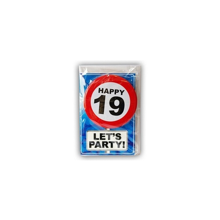 Happy Birthday card with button 19 year
