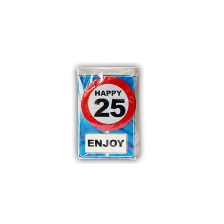 Happy Birthday card with button 25 year