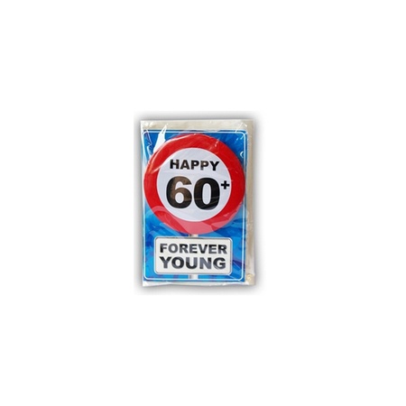 Happy Birthday card with button 60 year