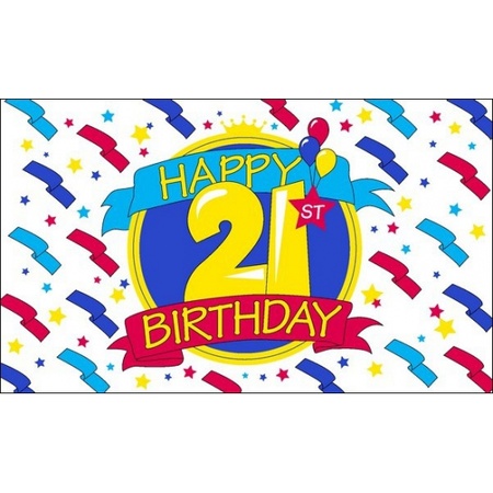 Feest vlag Happy Birthday 21 jaar